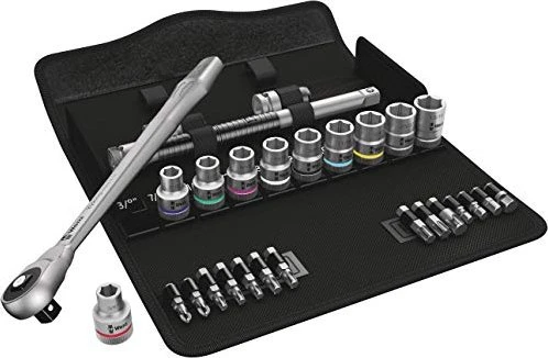 Wera 8100 SC 10 Zyklop Metal Push Bitset/Steckschlüsselsatz zöllig inkl. Tasche, 28-tlg.