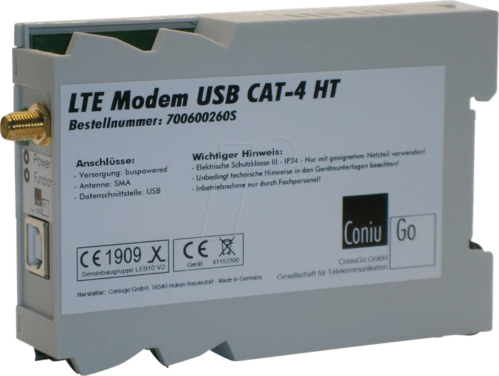 ConiuGo LTE GSM Modem HT CAT 4, Industrial, Railmount, USB-Version, LTE