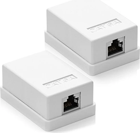 deleyCON Cat6a Anschlussdose Aufputz weiß, 1x RJ-45, 2er-Pack