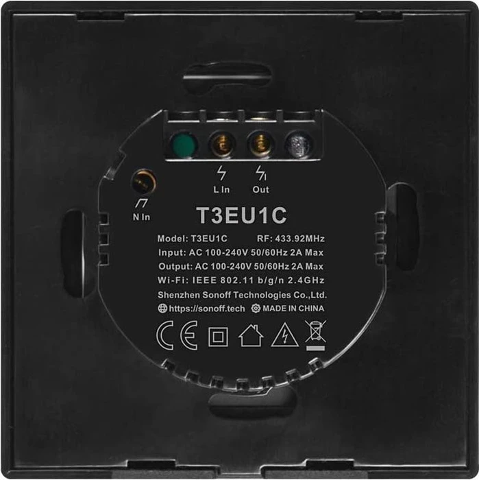 Sonoff TX T3EU1C Smart Wall Switch schwarz, 1-fach