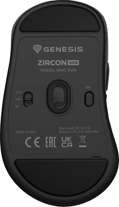 Genesis Zircon 606 8k Wireless Ultra-Lightweigt Gaming Mouse, schwarz/grau, USB/Bluetooth
