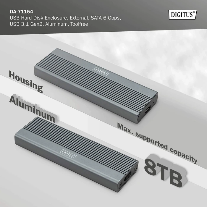 Digitus Festplattengehäuse für M.2 SATA SSD, USB-C 3.1