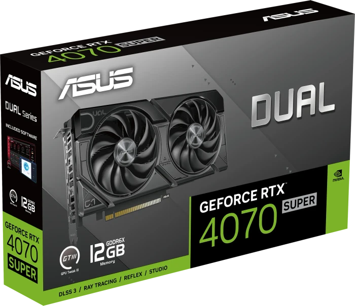 ASUS Dual GeForce RTX 4070 SUPER EVO, DUAL-RTX4070S-12G-EVO, 12GB GDDR6X, HDMI, 3x DP