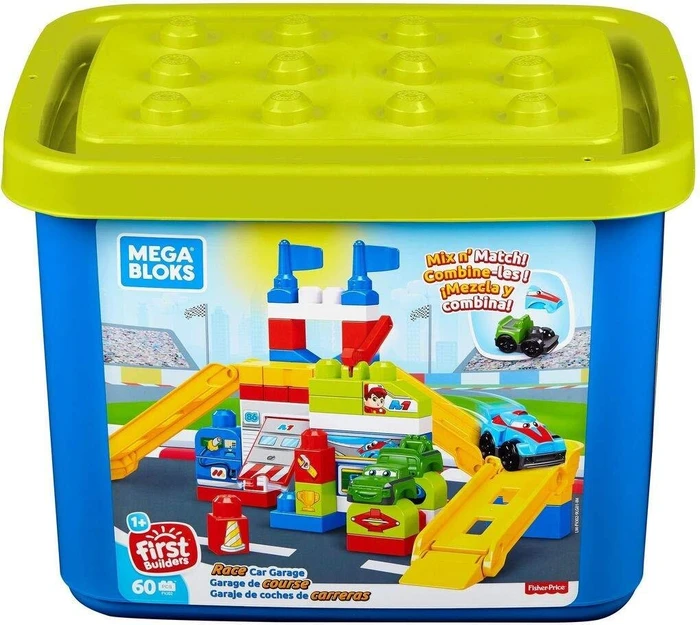 Mattel Mega Bloks Fisher-Price First Builders Elektrische Rennauto-Werkstatt