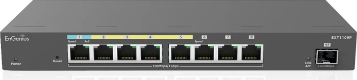 EnGenius Cloud Switch Series EXT Desktop Gigabit Smart Switch, 8x RJ-45, 1x SFP, 60W PoE++ PD