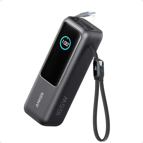 Anker Powerbank (25K, 165W, Integriertes + einziehbares Kabel) schwarz