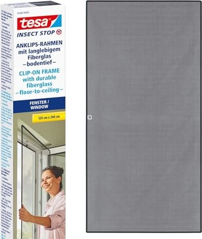 tesa Insect Stop Clip On Anklipsrahmen-Fliegengitter 120x240cm anthrazit