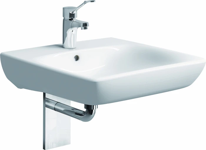 Geberit Renova Comfort Waschtisch barrierefrei 55cm, Hahnloch mittig, mit Überlauf, weiß