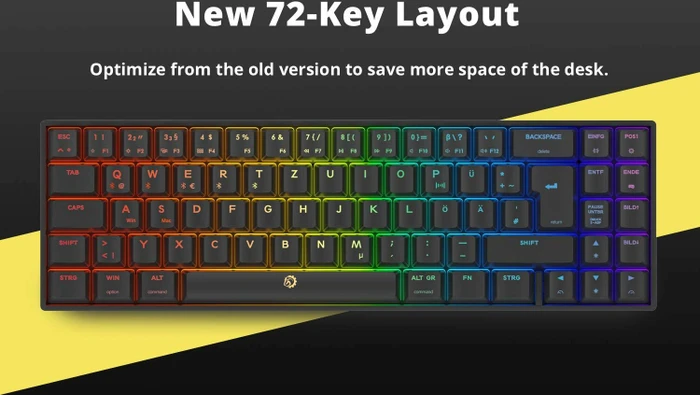 Drevo Calibur V2 Pro TKL PC/Mac, LEDs RGB, schwarz, Outemu Red, USB/Bluetooth, DE