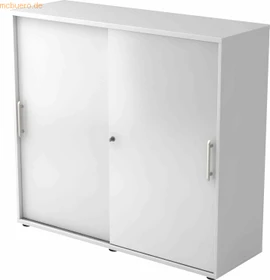 Hammerbacher Schiebetürenschrank 3OH V1753S, Relinggriff, weiß/weiß, Aktenschrank