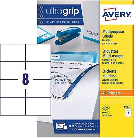 Avery-Zweckform Etiketten, 105x74mm, weiß, 100 Blatt (800 Etiketten)