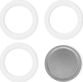 Bialetti 3 Gummidichtung + 1 Filter für 2 Tassen Aluminium