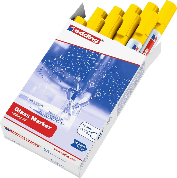 edding 95 Glasmarker gelb, 10er-Pack
