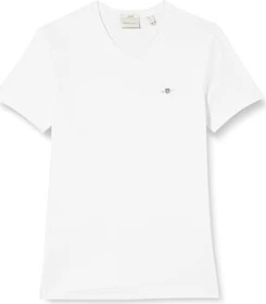 Gant Slim Fit Shield V-Neck T-Shirt kurzarm weiß (Herren)