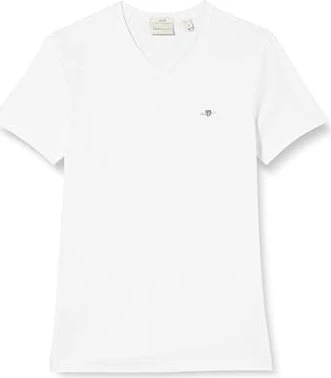 Gant Slim Fit Shield V-Neck T-Shirt kurzarm weiß (Herren)