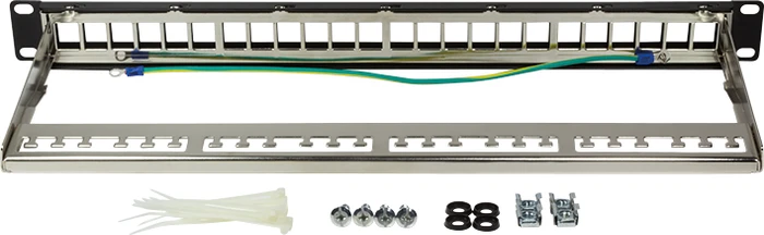 LogiLink Patchpanel für RJ-45 Keystone Module 19" , geschirmt, 24-Port, 1HE, 19", 1HE, schwarz