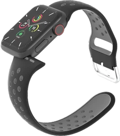 ISY Silikonarmband ISB-1001 für Apple Watch 42mm/44mm/45mm schwarz/grau