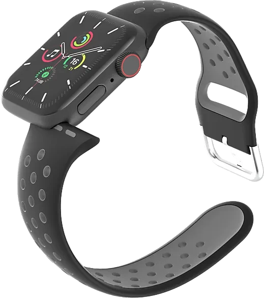 ISY Silikonarmband ISB-1001 für Apple Watch 42mm/44mm/45mm schwarz/grau