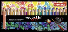 STABILO Woody 3in1 Arty Wachsmalstift sortiert, 18er-Set