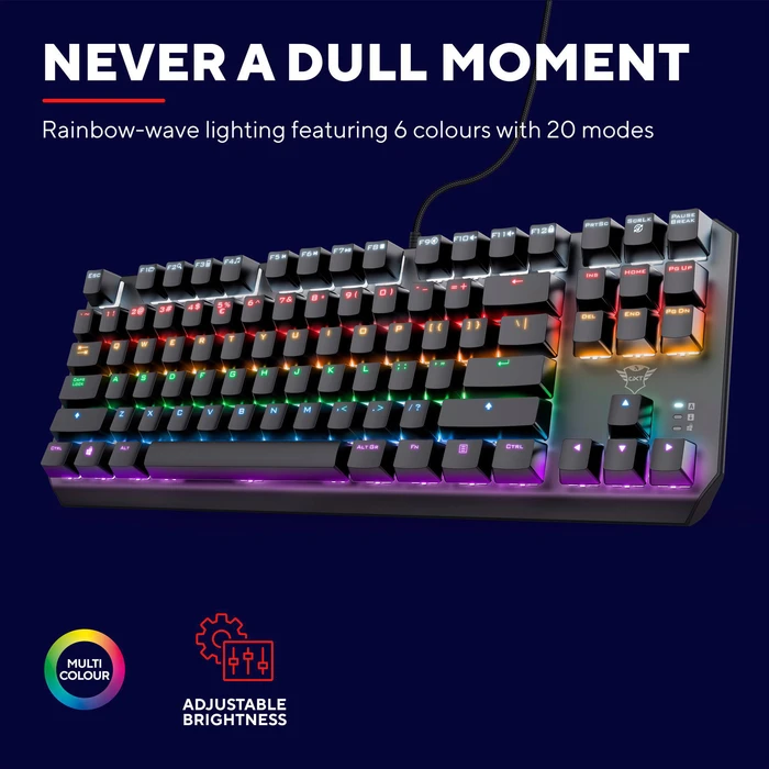 Trust Gaming GXT 834 Callaz TKL, LEDs RGB, Outemu Red, USB, DE