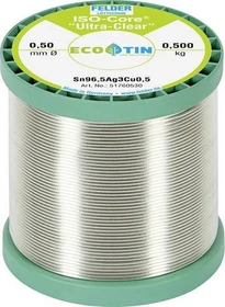Felder ISO-Core Ultra Clear SAC305 Sn96.5Ag3Cu Lötzinn 0.5mm, 500g