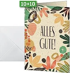 Sigel Glückwunschkarten Motiv Colorful Plants Universalpapier weiß, A6, 240g/m², 10 Blatt