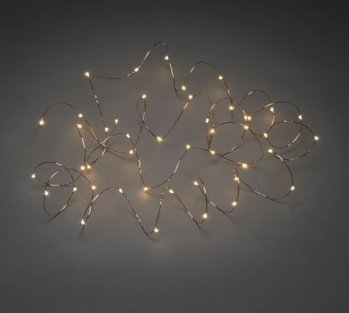 Konstsmide Tropfen-Lichterkette kupfer LED 50x bernstein