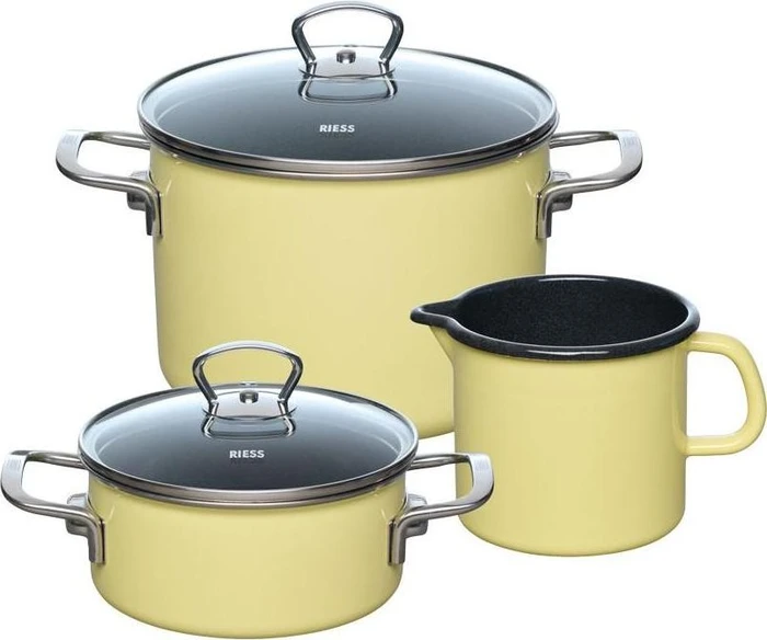 Riess Emaille Nouvelle Pur lemon Starter Topf-Set, 3-tlg.