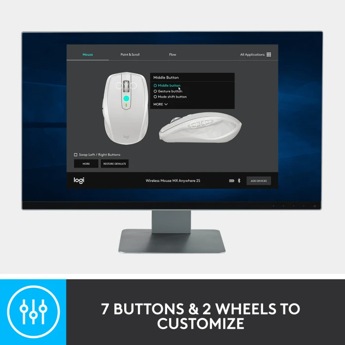 Logitech MX Anywhere 2S Bluetooth Edition, Graphite, USB/Bluetooth