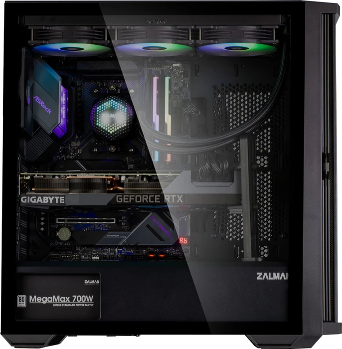 Zalman Z10, schwarz, Glasfenster