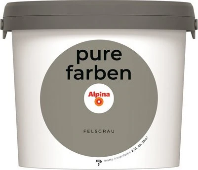 Alpina Farben Pure Farben Wandfarbe felsgrau innen grau, 2.5l
