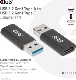 Club 3D USB 3.0 Adapter, USB-A 3.0/USB-C 3.0 (CAC-1525)