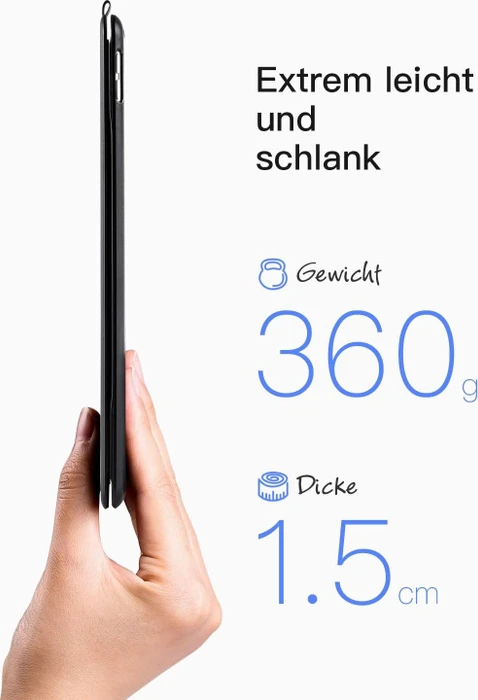 Inateck Ultraleicht Tastatur für iPad 7/iPad 8/iPad 9, iPad Air 3, iPad Pro 10.5, schwarz, DE