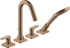 Hansgrohe Axor Citterio M 4-Loch Wannenrandarmatur mit Hebelgriffen und Rosetten brushed red gold