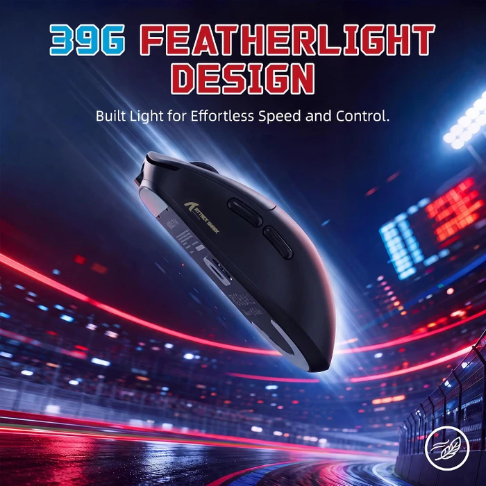 Attack Shark F1 Air 8KHz Wireless, schwarz, inkl. C06 Ultra LED Kabel, USB/Bluetooth
