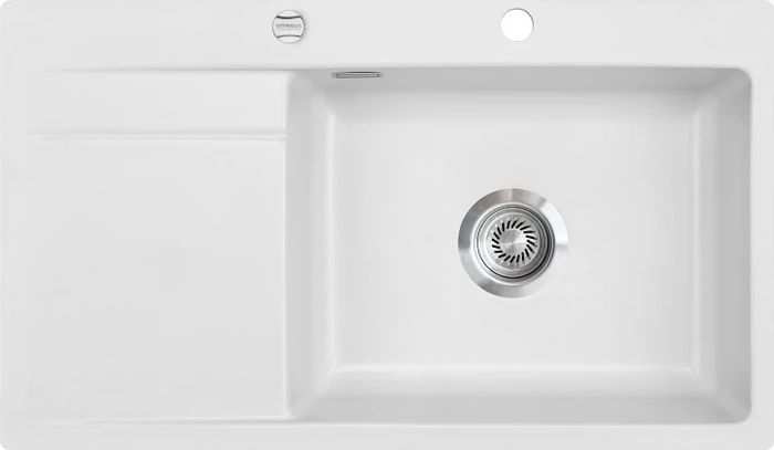 systemceram Stema 86 SL F Einbau Becken rechts mit Ablauffernbedienung satin