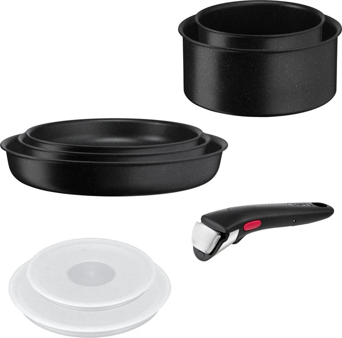 Tefal L39988 Ingenio Black Stone Kochgeschirr-Set, 8-tlg.