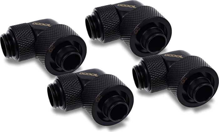 Alphacool Eiszapfen 90° Schlauchanschluss G1/4" auf 16/10mm, deep black, 4er-Pack