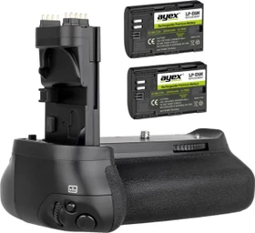 ayex Batteriegriff kompatibel mit Canon EOS 70D, 80D und 90D inkl. 2x ayex LP-E6 Akku (ähnlich wie BG-E14)