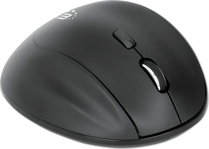 Manhattan Wireless Ergonomic Mouse with 2-in-1 USB Receiver, schwarz, USB