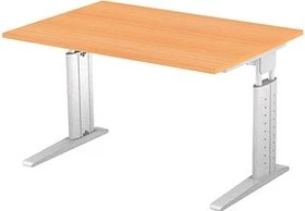 Hammerbacher Ergonomic Plus U-Serie US12/6/W Schreibtisch 120x80cm Buche/weiß