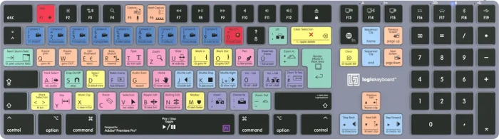 LogicKeyboard Titan Wireless Adobe Premiere Pro CC Mac, Titanium Gray, LEDs weiß, USB/Bluetooth, DE