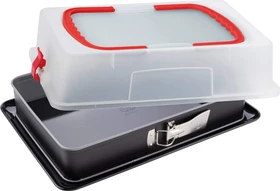 Dr. Oetker Bake & Go Rechteck-Backform mit Emailleboden und Haube 38x25cm