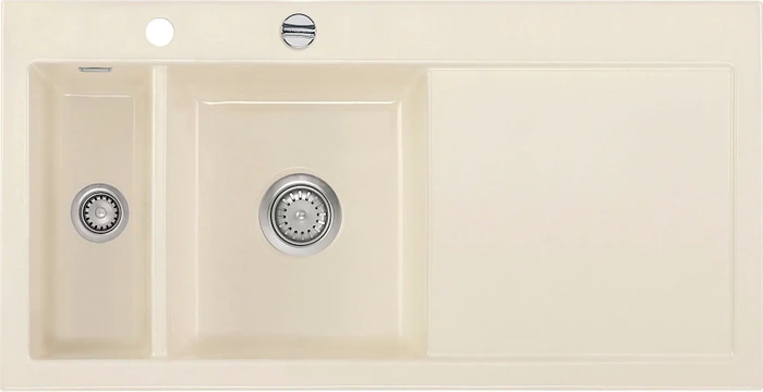 systemceram Mera 100 Einbau Becken links mit Ablauffernbedienung magnolie