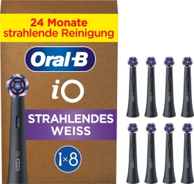 Oral-B iO Strahlendes Weiß Ersatzbürste schwarz, 8 Stück