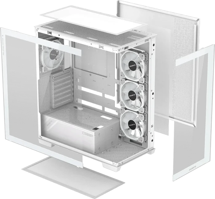 GIGABYTE AORUS C500 Panoramic Stealth Ice, weiß, Glasfenster