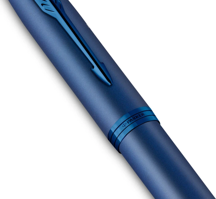 Parker IM Monochrome Tintenroller (Mine) blue stainless steel, Geschenkbox