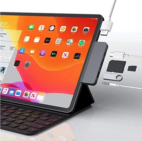 Hyper HyperDrive 6-in-1 silber Dual-Slot-Cardreader, USB-C 3.0 [Stecker]
