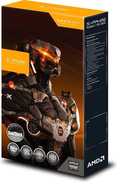 Sapphire Radeon R9 280X Tri-X OC, 3GB GDDR5, 2x DVI, HDMI, 2x mDP, lite retail