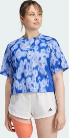 adidas Train Essentials Allover Print Flower Tie-Dye Funktionsshirt kurzarm semi lucid blue (Damen)